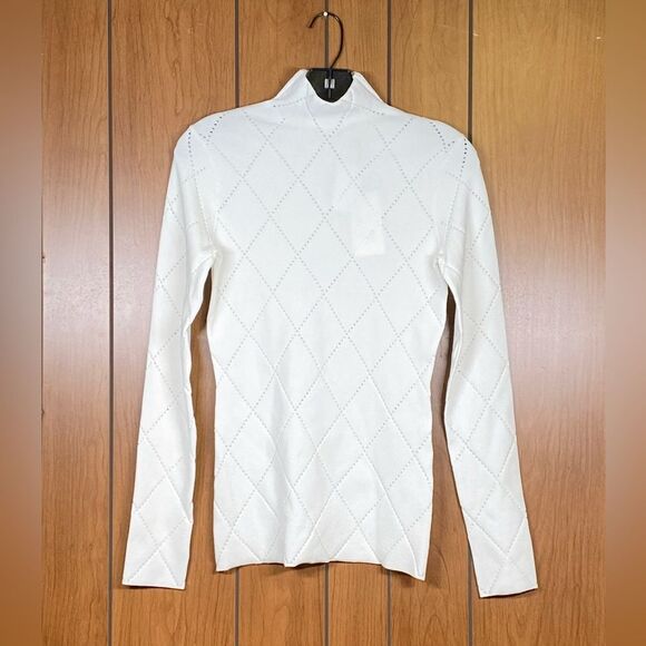 Proenza Schouler White Label Pointelle Diamonds Turtleneck Top size S - Picture 6 of 13